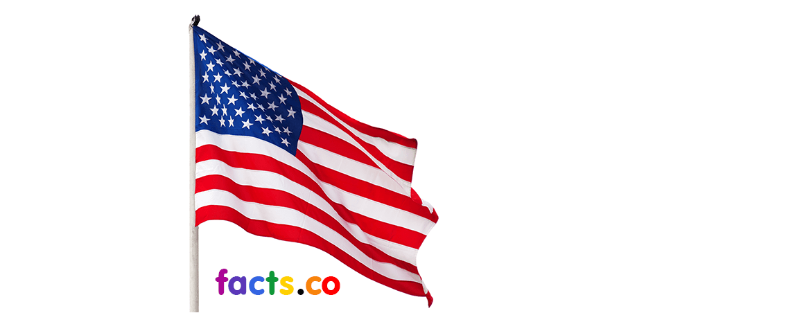 American flag waving proudly on a white background with "facts.co" watermark.