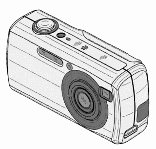 Compact Digital Camera Illustration - Technical Sketch for Product Pages