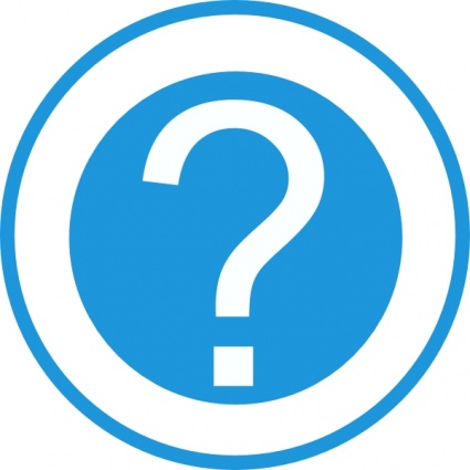 Blue circular icon with white question mark in center, symbolizing help or inquiry