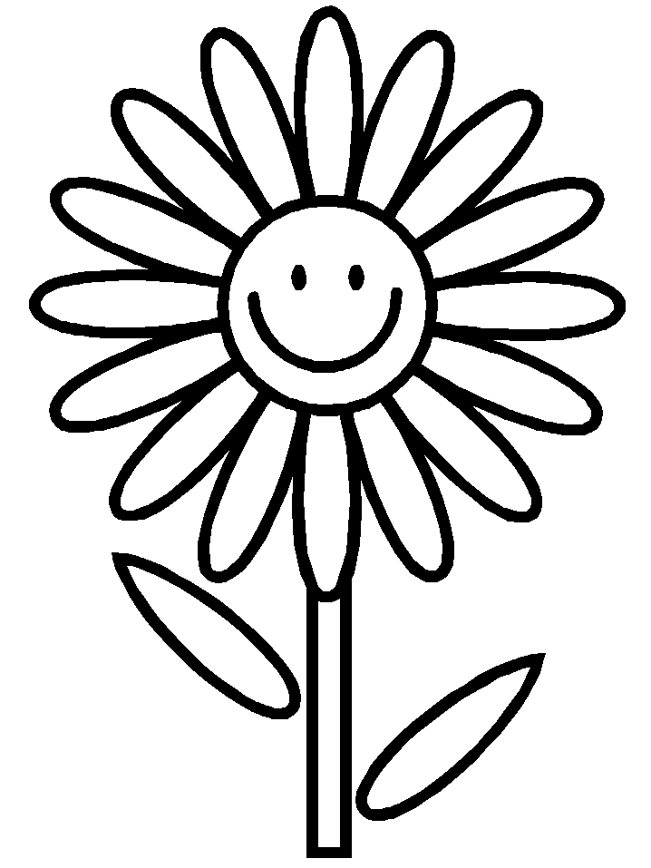 Happy Daisy Coloring Page - Free Printable Flower Illustration