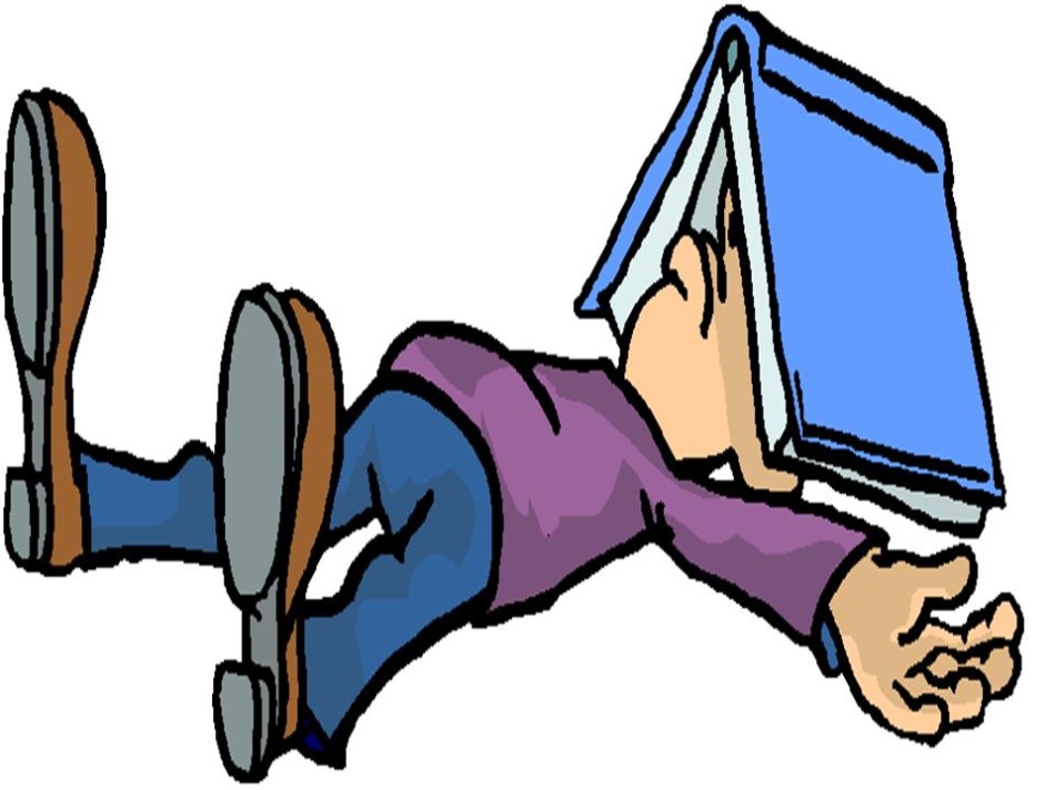 Overwhelmed Student or Reader Resting with Book - Illustration