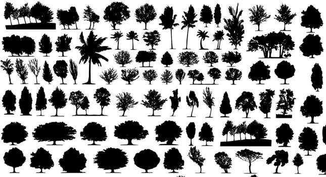 Vector Tree Silhouettes, vector image - 365PSD.com