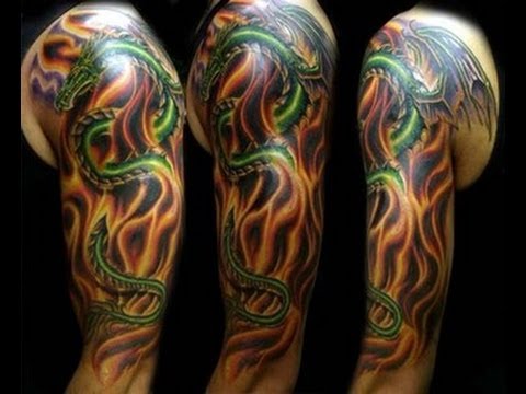 InkoTattoo  Temporary Tattoo  Sleeve  Fire Dragon Sleeve  INKOTATTOO