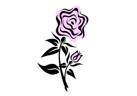 Elegant Pink Rose Illustration - Floral Design Element