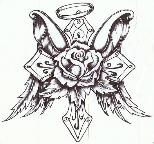 sketches of crosses | Roses And Crosses Drawings Pictures 