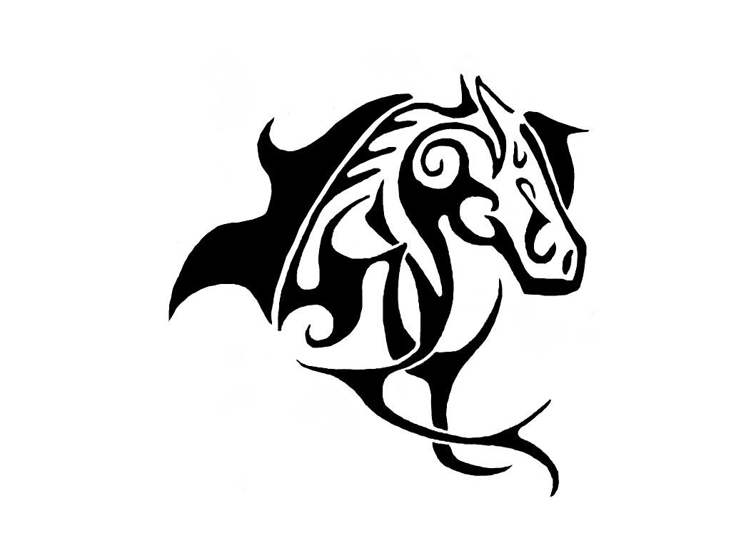 Horse Head in Circle Tribal Tattoo Design  Car/truck/home/laptop/computer/phone Decal - Etsy Sweden