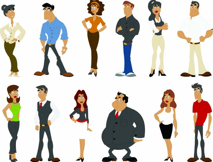 Cartoon Business Team Characters - Professional Illustration Collection