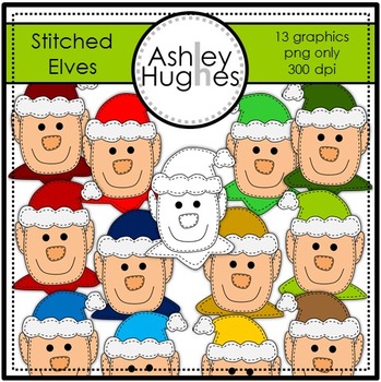 Stitched Elves Clipart Set by Ashley Hughes - 13 PNG Graphics