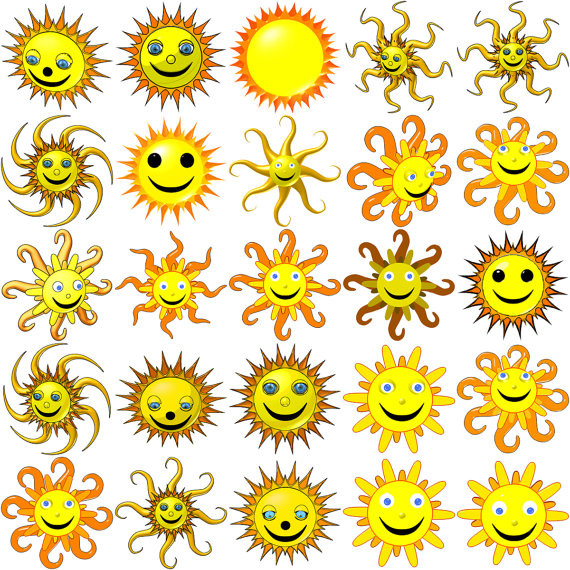 70 plus Happy Sun Clipart with smiling faces by NogasNurnies