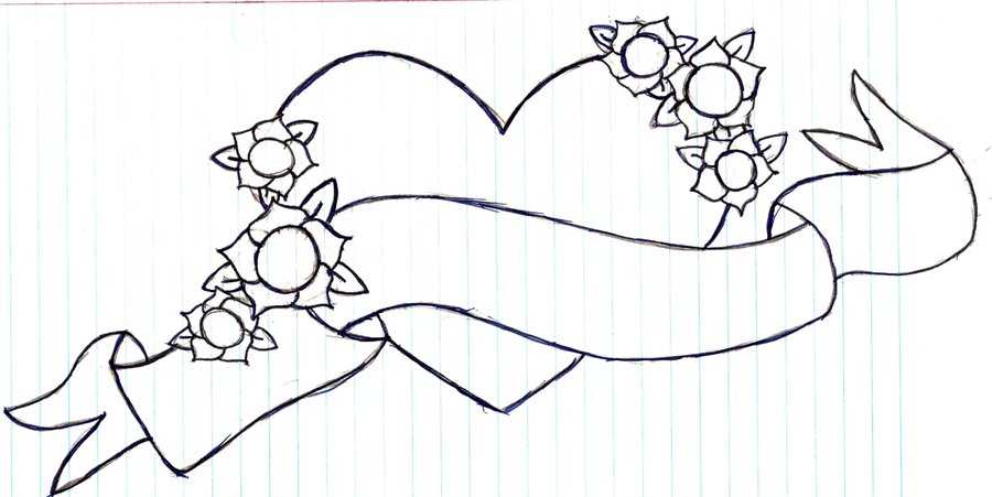 how to draw a heart with flowers
