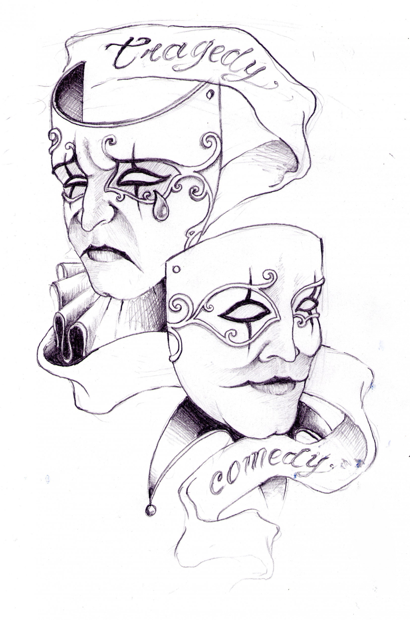 Drama Masks Tattoo Designs 