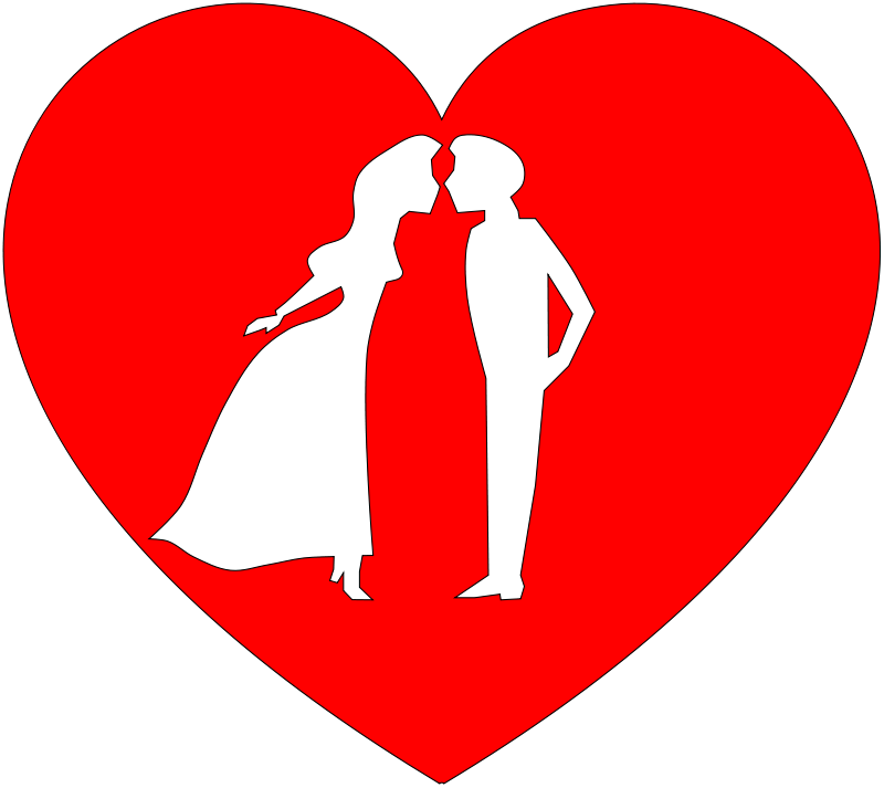 Wedding Couple in Heart - Romantic Love Symbol for Couples