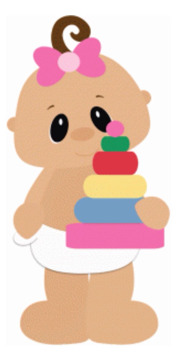 Baby Girl with Stacking Rings Toy - Playful Infant Illustration