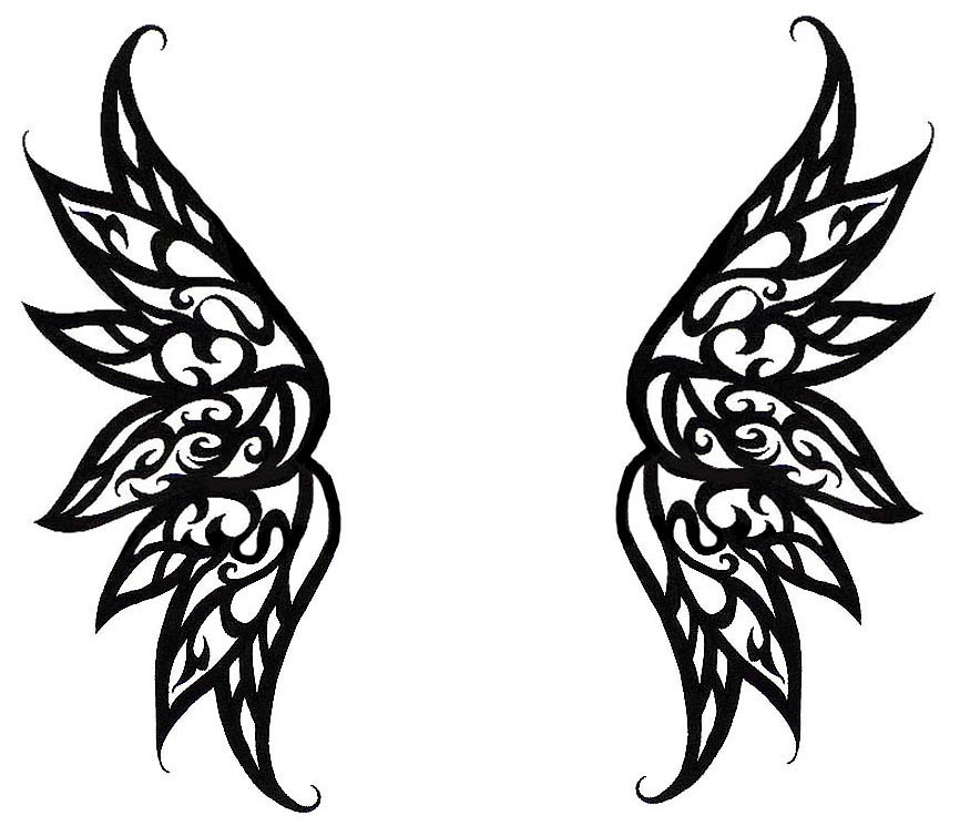 black ink drawing of angel wings on Craiyon
