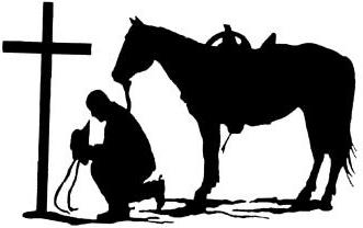 cowboy kneeling at the cross  Clip Art Library