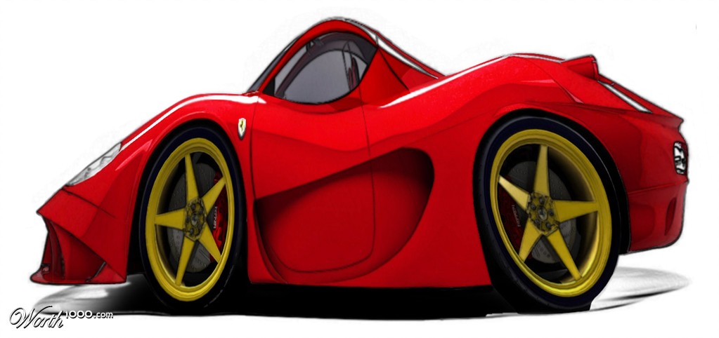Ferrari Concept Sports Car - Red Hypercar with Yellow Rims