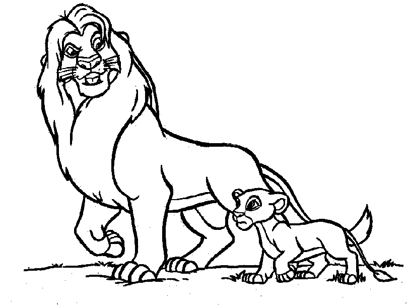 The Lion King Coloring Page - Mufasa and Simba Printable