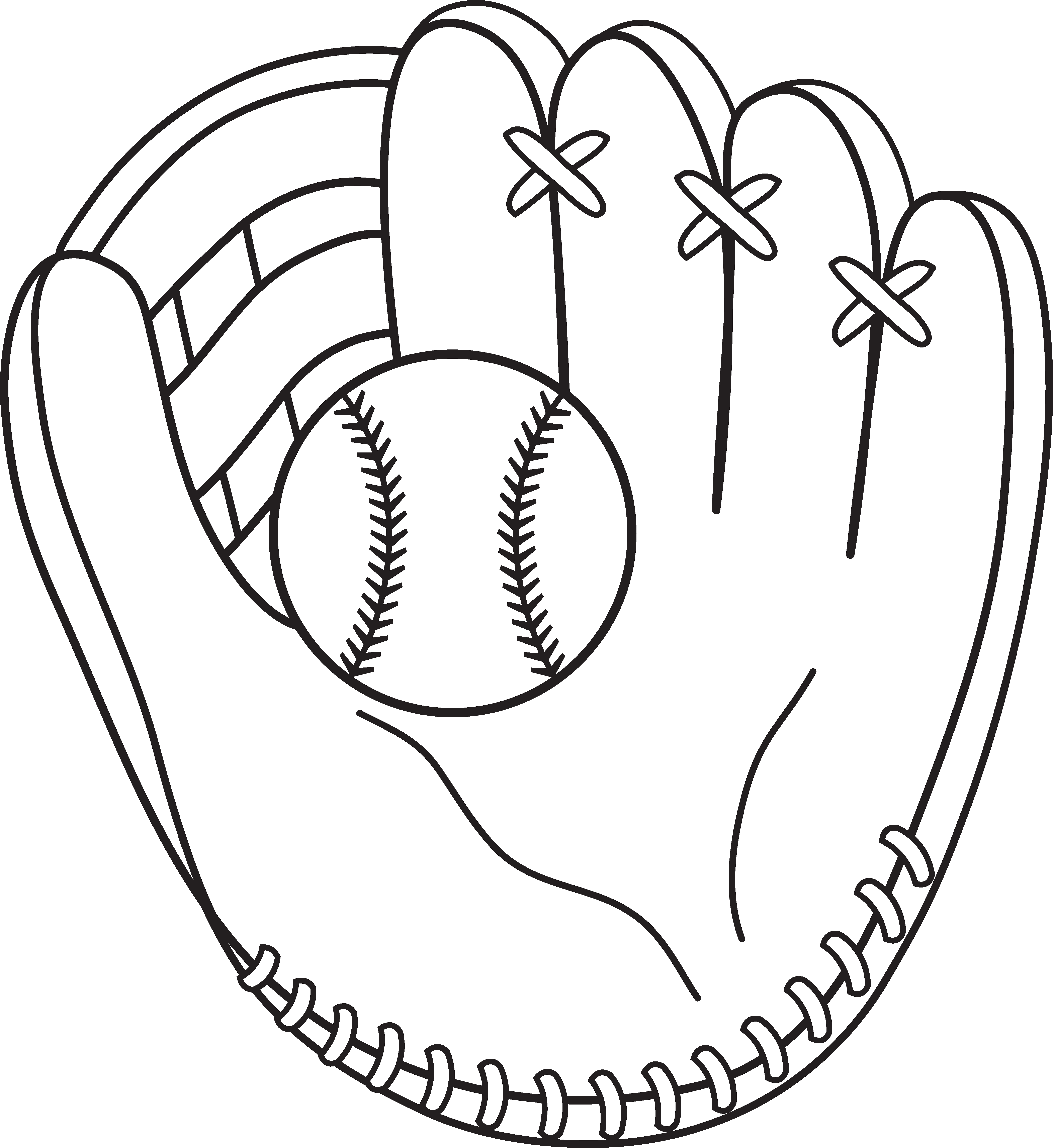 Colorable Baseball and Mitt - Free Clip Art