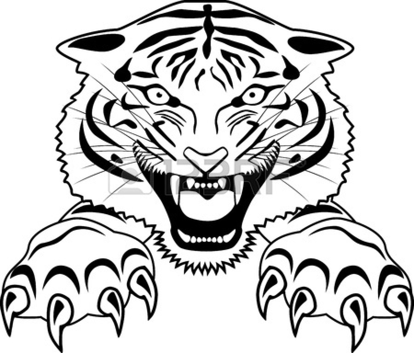 Premium Vector  Head of growling tiger tattoo in two versionsa simple and  detailed illustration