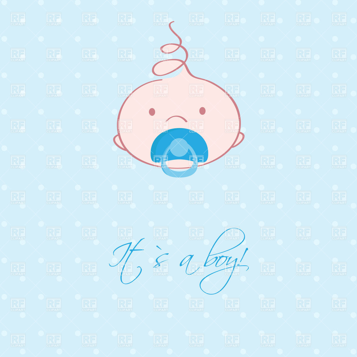 Baby boy face with pacifier - blue greeting card, People, download 