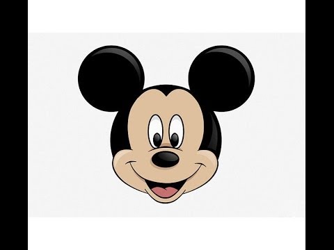 How to Draw Mickey Mouse Face With Ears - basicdraw.com