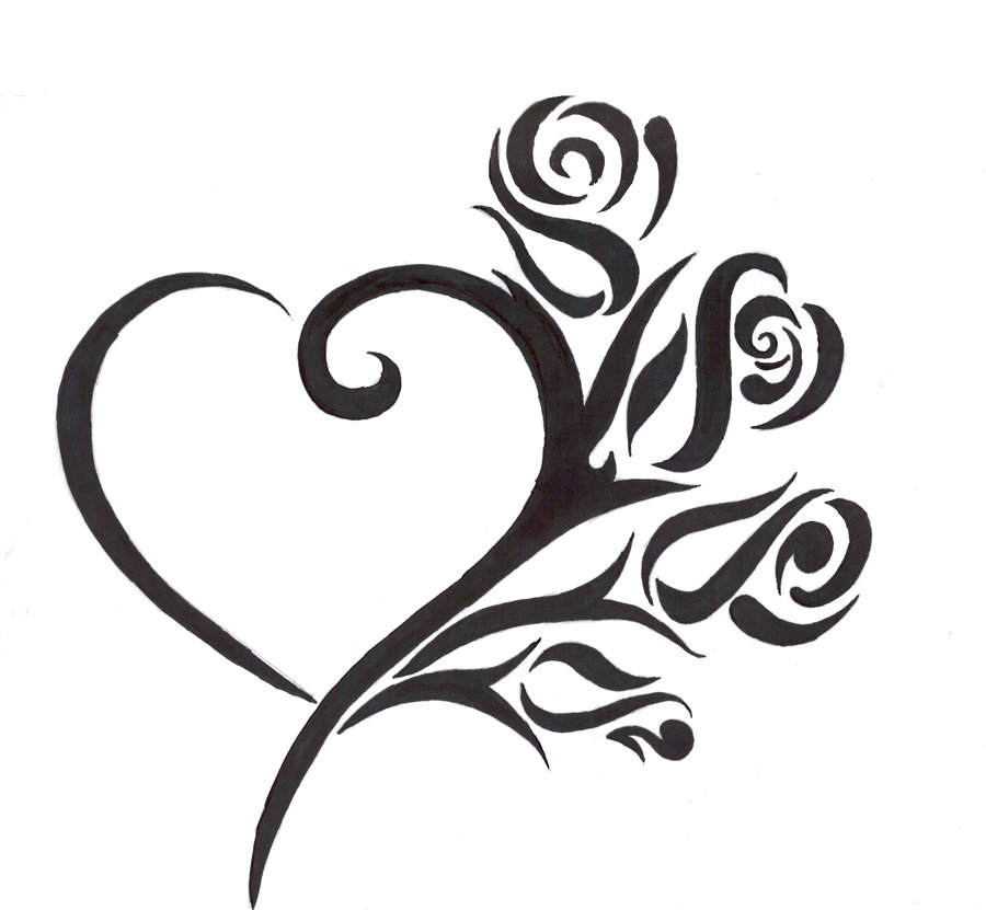 Heart Tattoo Design Detailed High Resolution Digital Art on White  Background Printable Tattoo Stencil - Etsy Ireland