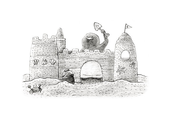 Premium Vector | Cartoon lineart hand drawn sand castle, fort or fortress  with towers. cute sketch