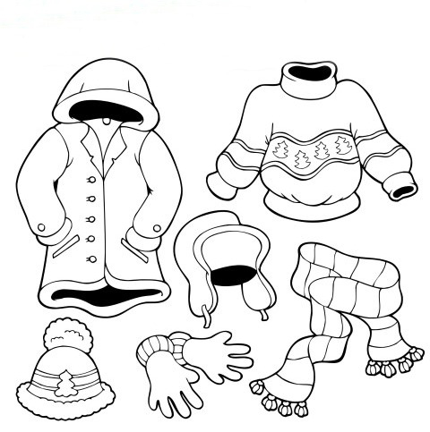 winter clothing colouring pages - Clip Art Library
