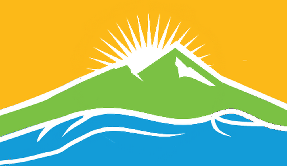 Nature Landscape Logo - Mountain, Sun, and Water Design
