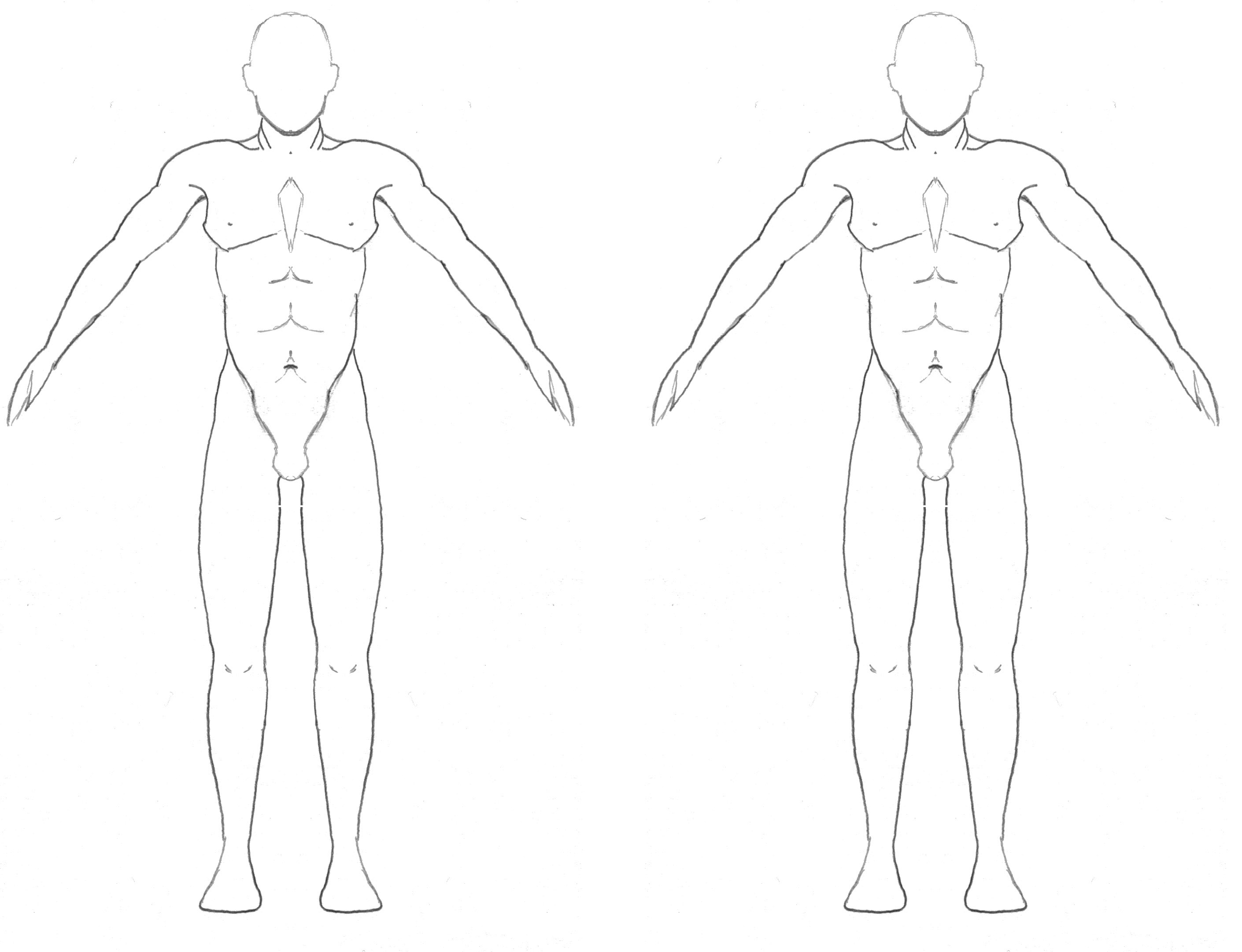 Blank Body Templates - Human Anatomy / Poses / Stances Outlines Clip Art Set