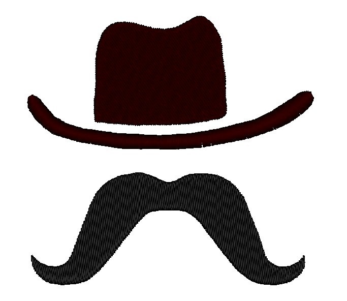 Cowboy Hat Moustache Mustache Applique INSTANT DOWNLOAD Machine 