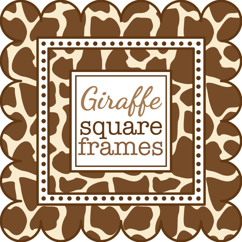 Giraffe Print Square Frames - Decorative Border Templates for Crafts & Design