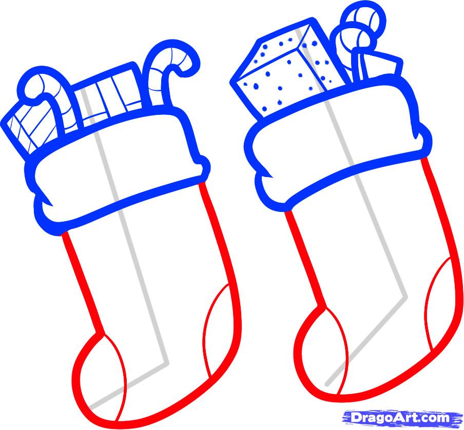 Носочек пошагово. Поэтапное рисование новогоднего носка. Носки рисунок. Поэтапное рисование новогодний валенок. Нарисовать новогодний носок поэтапно.