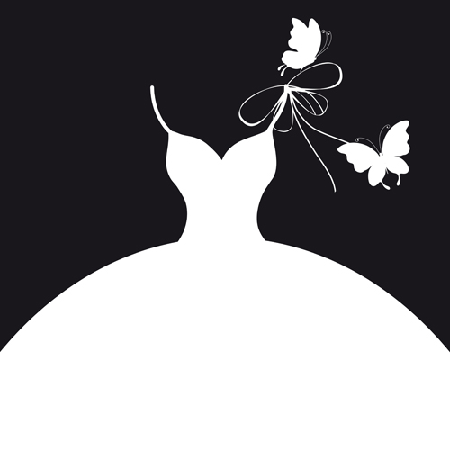 Beautiful wedding dress silhouette design vector 02 free ? Over 