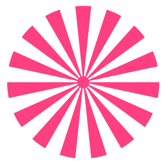 Vibrant pink radial burst pattern on white background, resembling a sunburst or explosion effect.