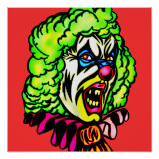 Menacing Clown Illustration - Bold Pop Art Style Graphic