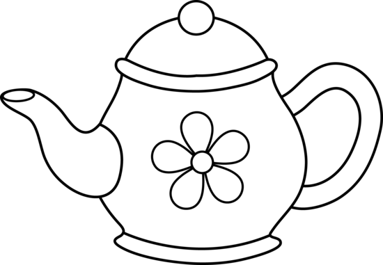 Cute Teapot Line Art - Free Clip Art