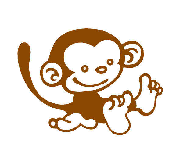 Cute Baby monkey safari drawing illustration art