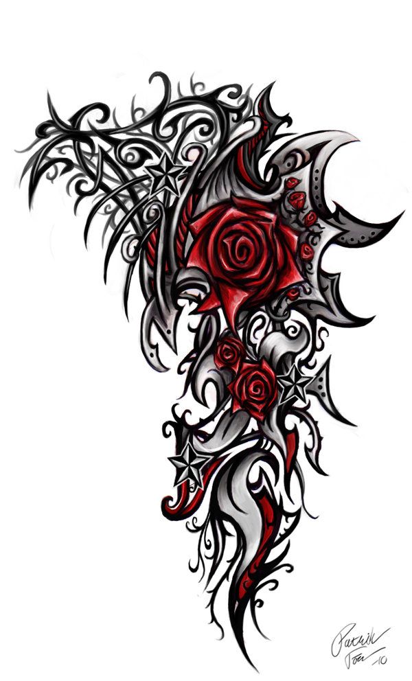 tribal rose tattoos for men