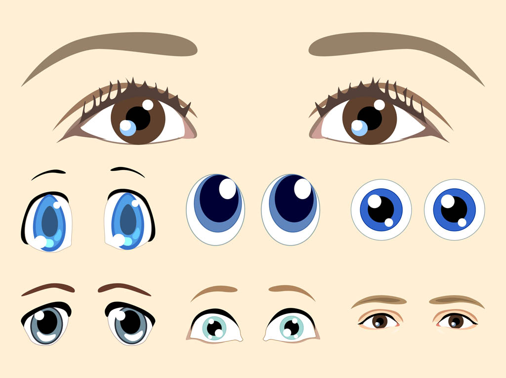 Anime eyes with hearts Royalty Free Vector Image