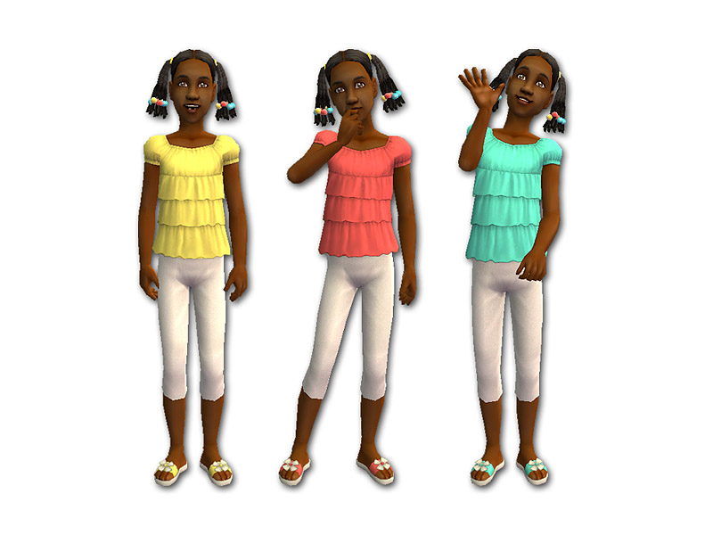 Colorful Kids’ Outfit Collection - Tiered Tops & Capri Pants for Girls