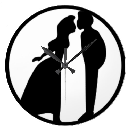 WOMAN KISSING MAN BLACK SILHOUETTE WALL CLOCK | Zazzle