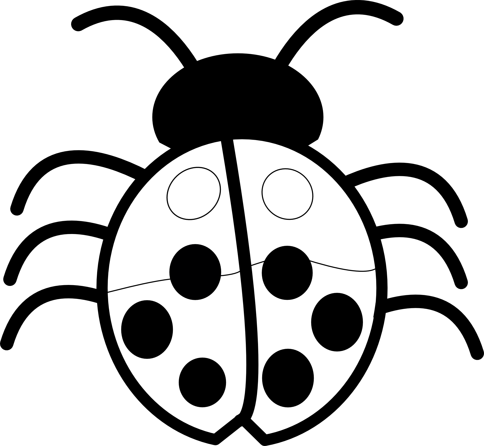 Ladybug 26 Black White Line Art Flower Scalable Vector Graphics 
