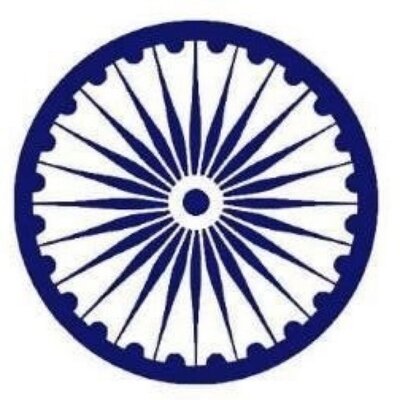 Blue Ashoka Chakra with 24 spokes, central symbol of the Indian national flag.