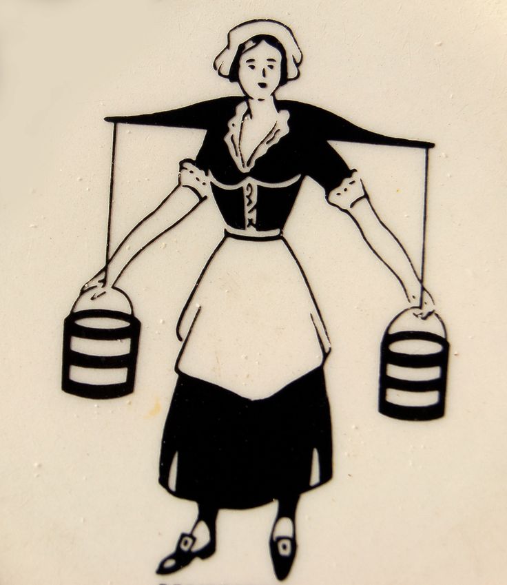 Traditional Milkmaid Illustration - Historical Domestic Labor Art