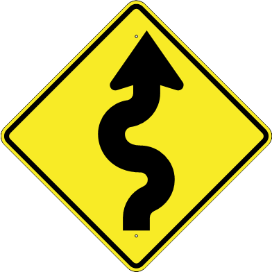 winding road sign - Clip Art Library