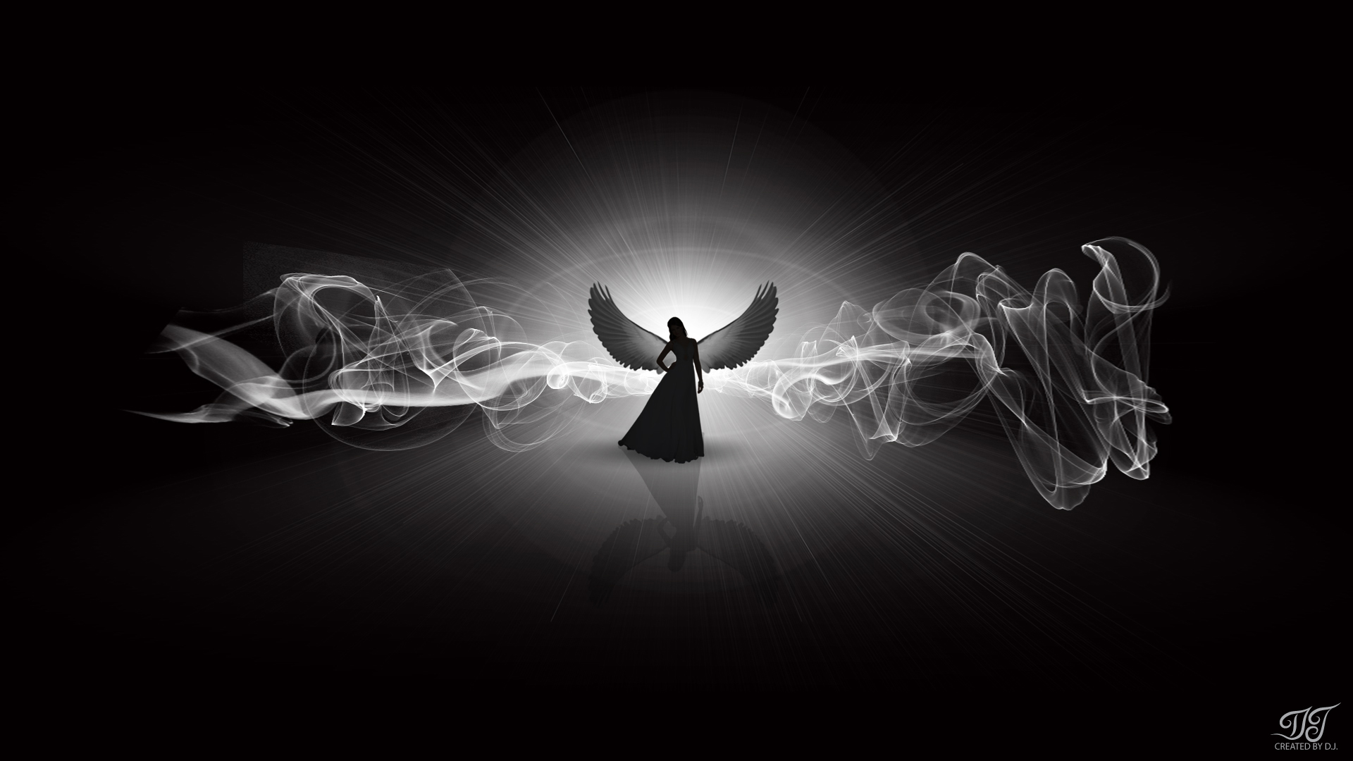 Angel In My Dream. Black And White. by JALDIP on Clipart library