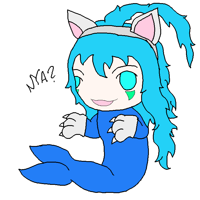 Blue Mermaid Catgirl Character - Cute Fantasy Illustration