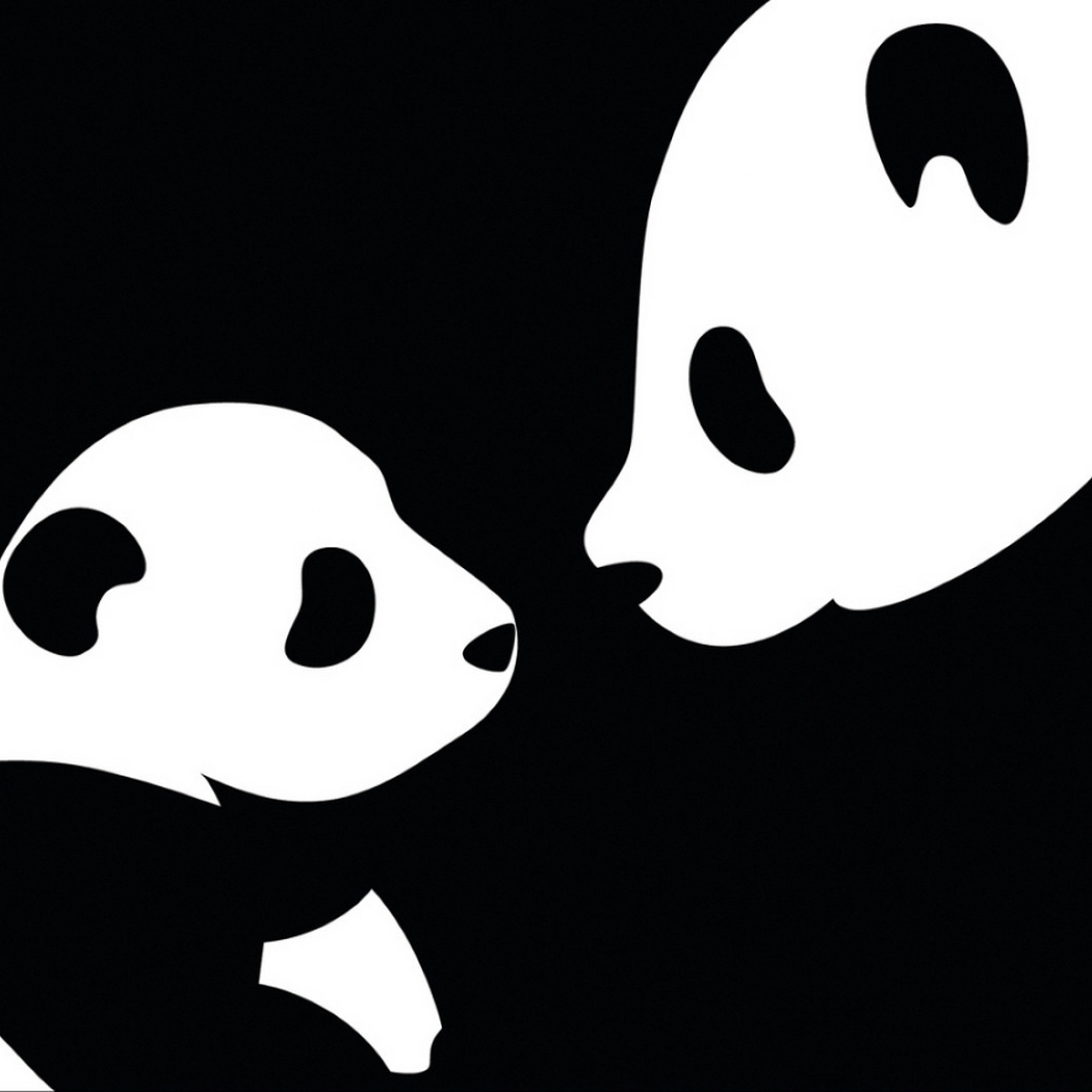 wallpaper: Panda, White, Black, Drawing, Tenderness wallpaper