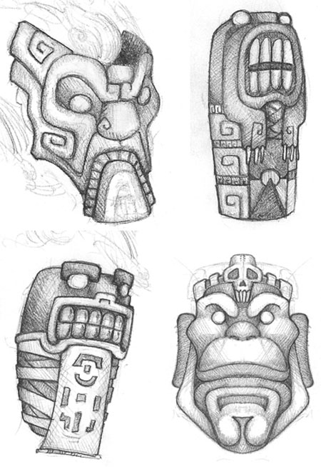 Antique Aztec Drawings 120584 Vector Art at Vecteezy